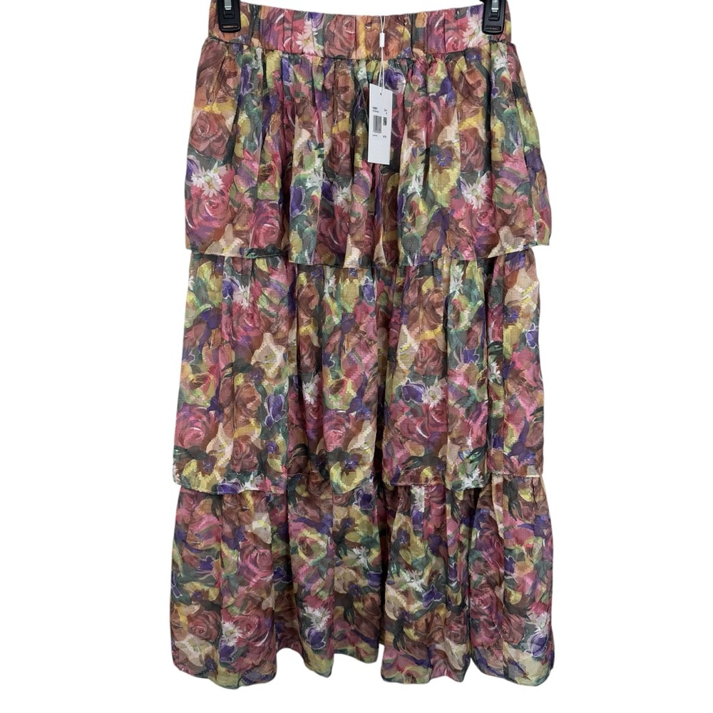 ENDLESS ROSE Floral Tiered Maxi Skirt Sz Medium NWT Spring Summer